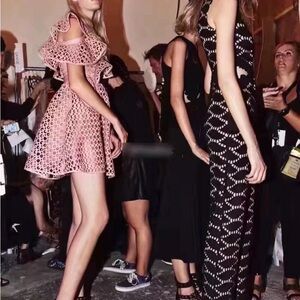 Pink Ruffle Off-Shoulder Dress